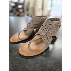 Malia Tan Perforated Gladiator Sandals Size 7 NWB Textile Upper Ankle Strap